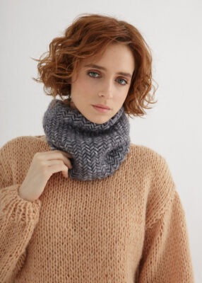 A herringbone cowl knit pattern – Through the Stitch