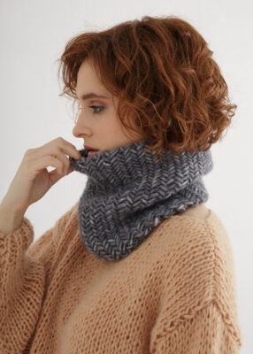 A herringbone cowl knit pattern – Through the Stitch